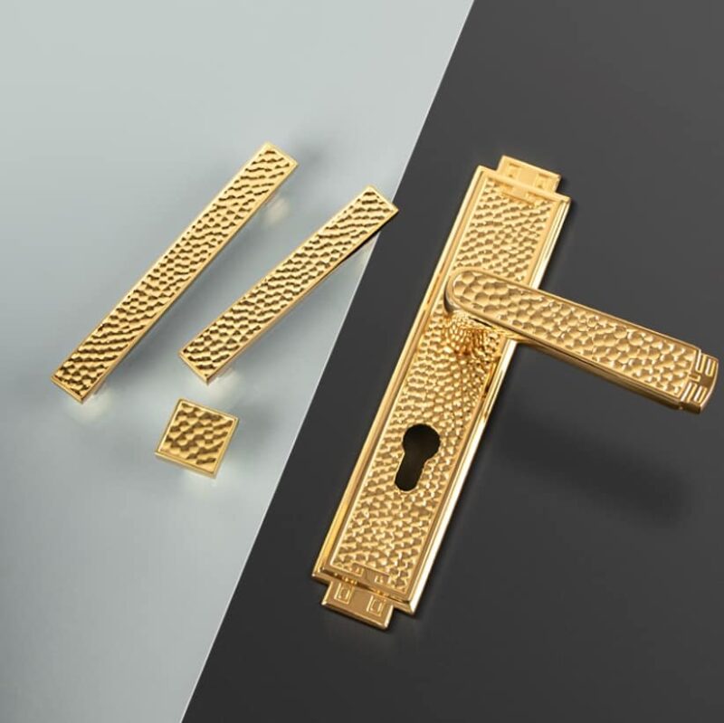 Khóa cửa bằng đồng rèn mạ vàng 24K BR20190-24KGP 1