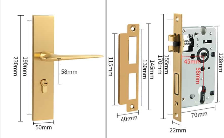 Khóa cửa phòng hiện đại bằng đồng BR889-111 11