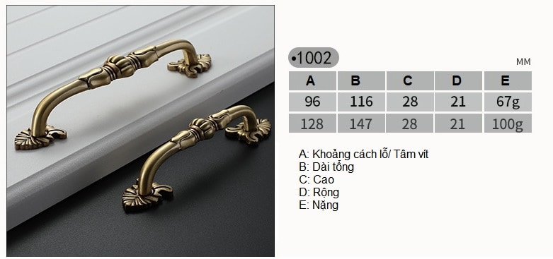 Tay nắm tủ đồng cổ điển cao cấp hai màu OK1002 12