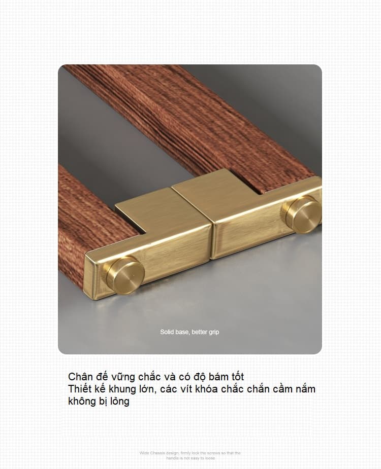 Tay nắm cửa bằng gỗ chân đế đồng thau B-299 4