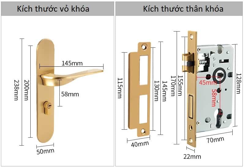 Khóa cửa phòng hiện đại bằng đồng BR666-102 13