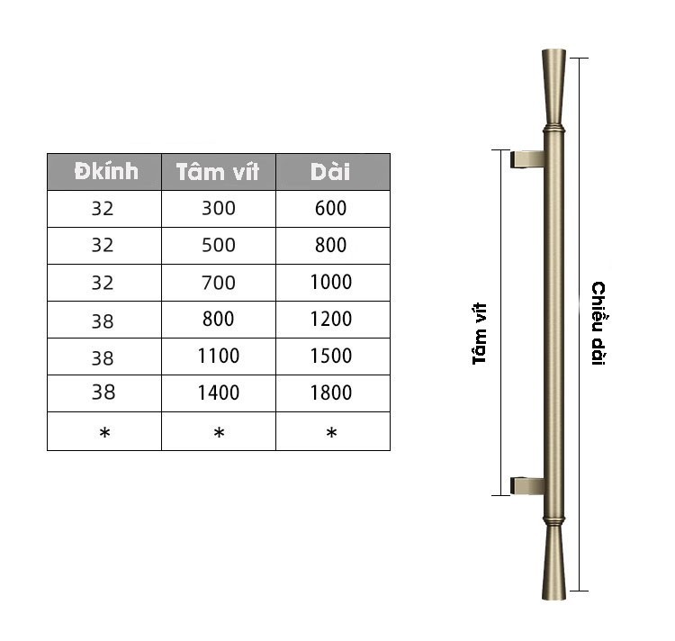 Tay nắm cửa kính cửa gỗ hiện đại Inox 304 S-222 9