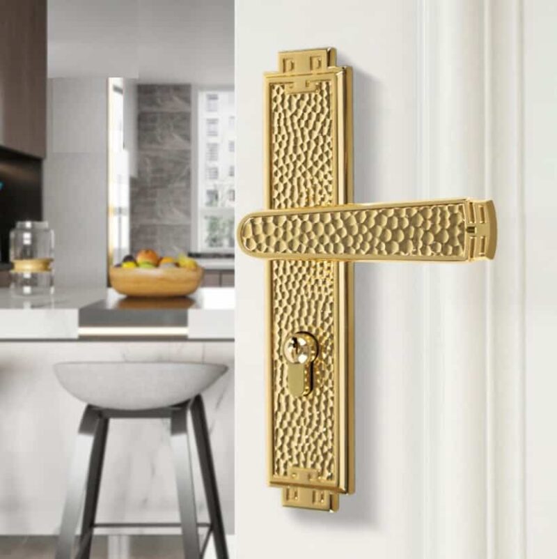 Khóa cửa bằng đồng rèn mạ vàng 24K BR20190-24KGP