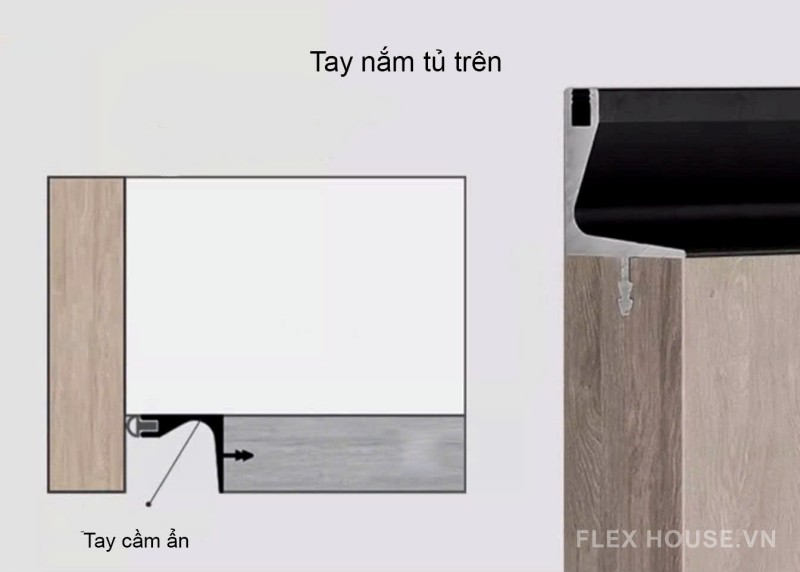 Tay nắm âm xẻ rãnh bếp trên dạng thanh 3m MLS01U 12