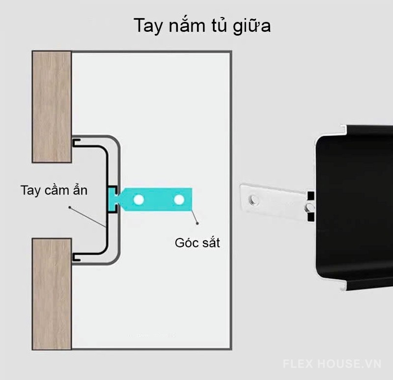 Tay nắm âm xẻ rãnh bếp trên dạng thanh 3m MLS01U 13