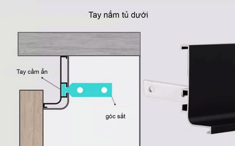 Tay nắm âm xẻ rãnh bếp trên dạng thanh 3m MLS01U 14