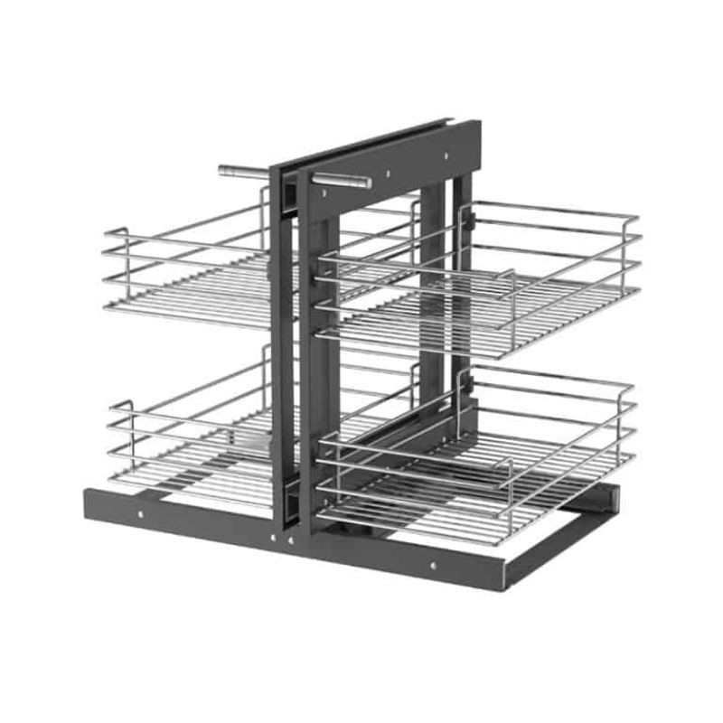Giá góc tủ bếp sole nan tròn mạ chrome Taura CK003