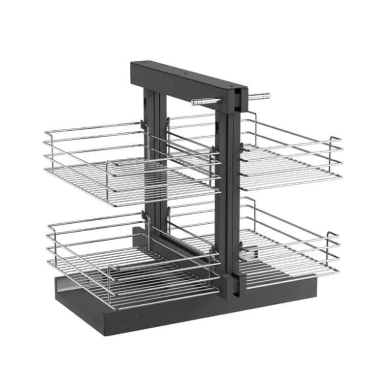 Giá góc tủ bếp sole nan tròn mạ chrome Taura CK003