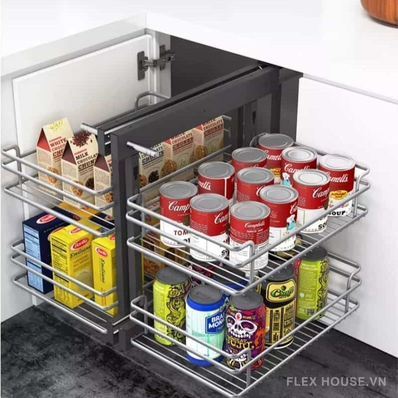 Rổ kéo góc tủ bếp sole nan oval nano Taura CK203
