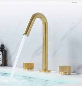 Vòi lavabo nóng lạnh ba lỗ bằng đồng DL7088V