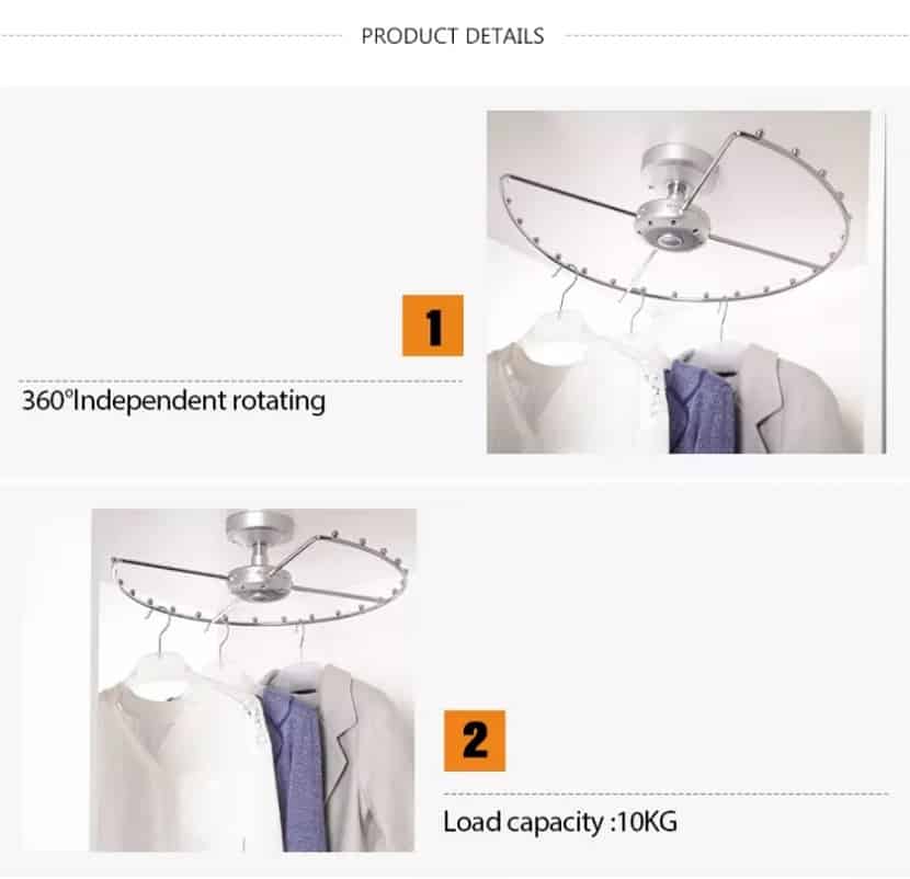 Giá treo quần áo xoay 360 độ góc tủ áo Taura RA06 11