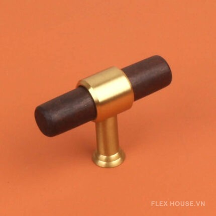 Tay nắm tủ bằng gỗ chân đế đồng vàng DD0088-4