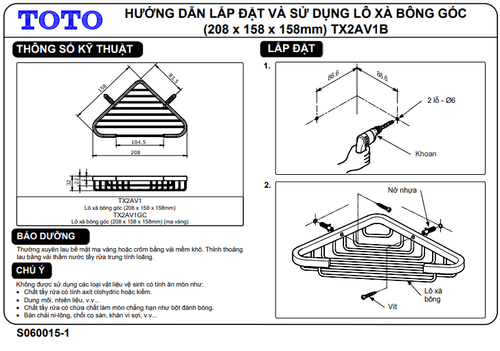 Khay xà phòng đồng mạ tam giác độc đáo TOTO TX2AV1B 3