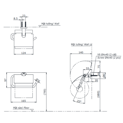 Móc treo giấy vệ sinh cao cấp L Collection TOTO YH406RV