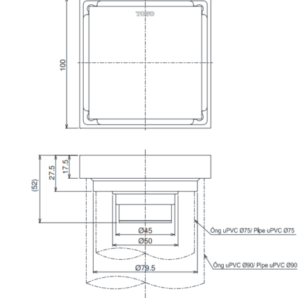 Phễu thoát sàn hiện đại TOTO TVBA413