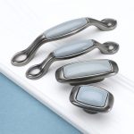 Tay nắm tủ gốm sứ men trơn màu xanh YA3326