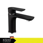 Vòi lavabo nóng lạnh thân thấp bằng đồng mạ PVD DL6002