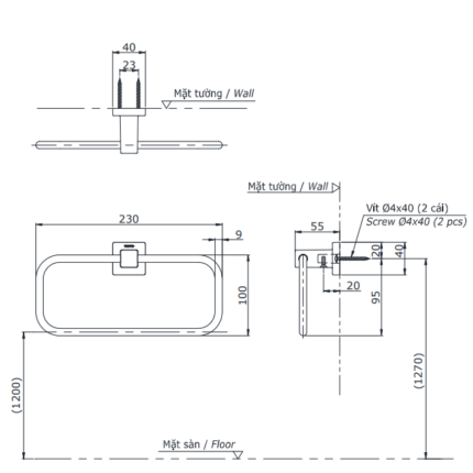 Vòng treo khăn tắm cao cấp L Collection TOTO YTT408V