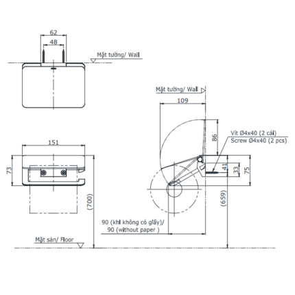 móc treo giấy vệ sinh cao cấp TOTO YH902V  Vật liệu cao cấp, độ bền cao, bền màu