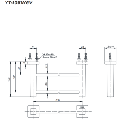 thanh vắt khăn đơn cao cấp TOTO YT408W6V