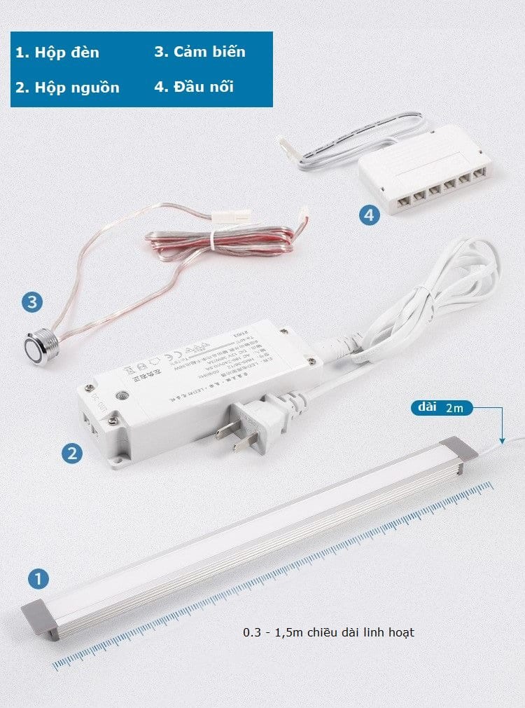 Bộ chia và dây nối dài cho đèn LED âm tủ HMJB 6