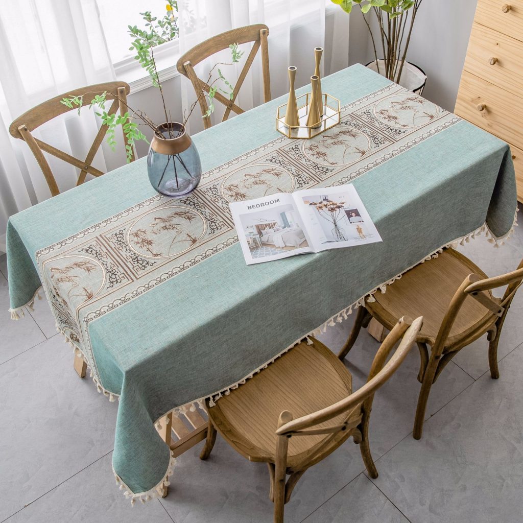 Khăn trải bàn tua rua tranh thủy mặc HGH3343.1 1