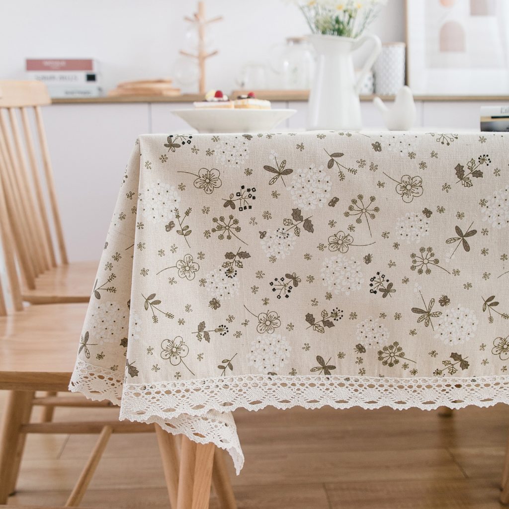 Khăn trải bàn họa tiết vintage bằng vải lanh HYQ0857 3