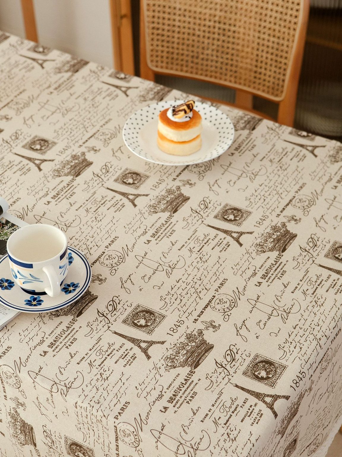 Khăn trải bàn bằng vải lanh hình tháp Eiffel phong cách cổ điển HYQ4707 4