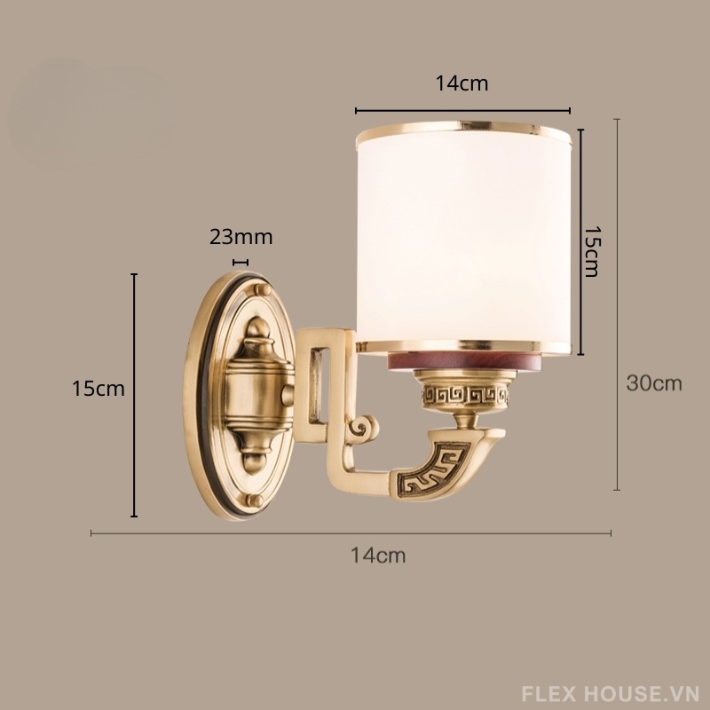 Đèn tường cổ điển bằng đồng DOFD.B6054 1 Kích thước đèn DOFD.B6054