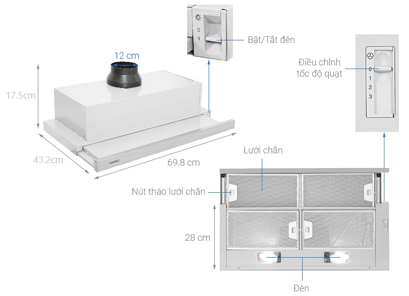 Máy hút mùi âm tủ bếp HH-S70A Hafele 533.89.031 4