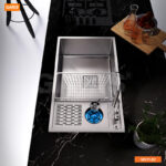 Chậu rửa 1 hố lớn sâu kèm máy rửa ly Garis MS11.82