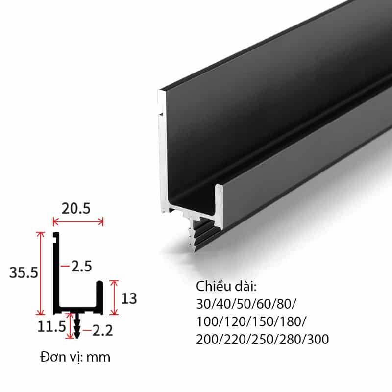 Tay nắm âm chữ L xẻ rãnh MLS7431L 28