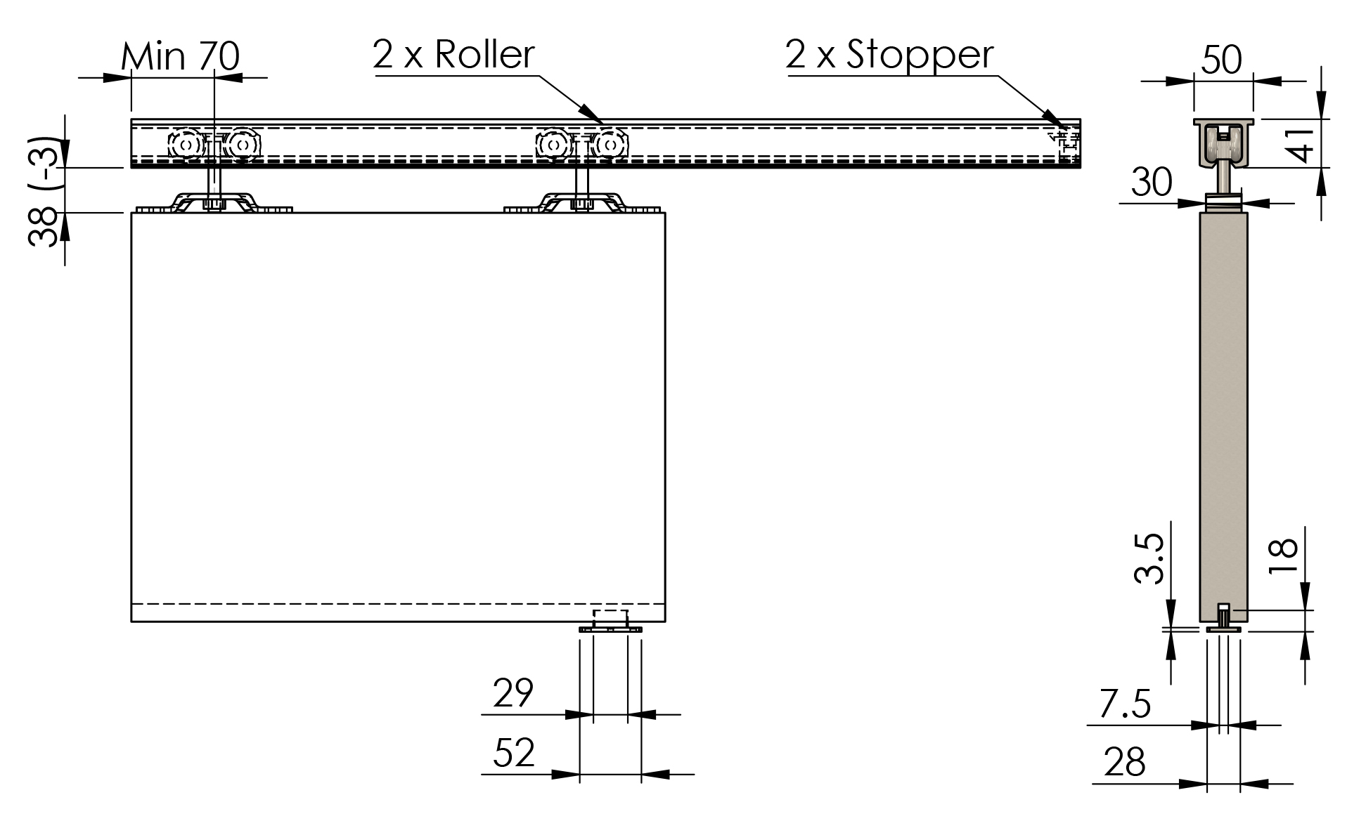 Bộ phụ kiện trượt gỗ 200kg Imundex 710.20.600 5
