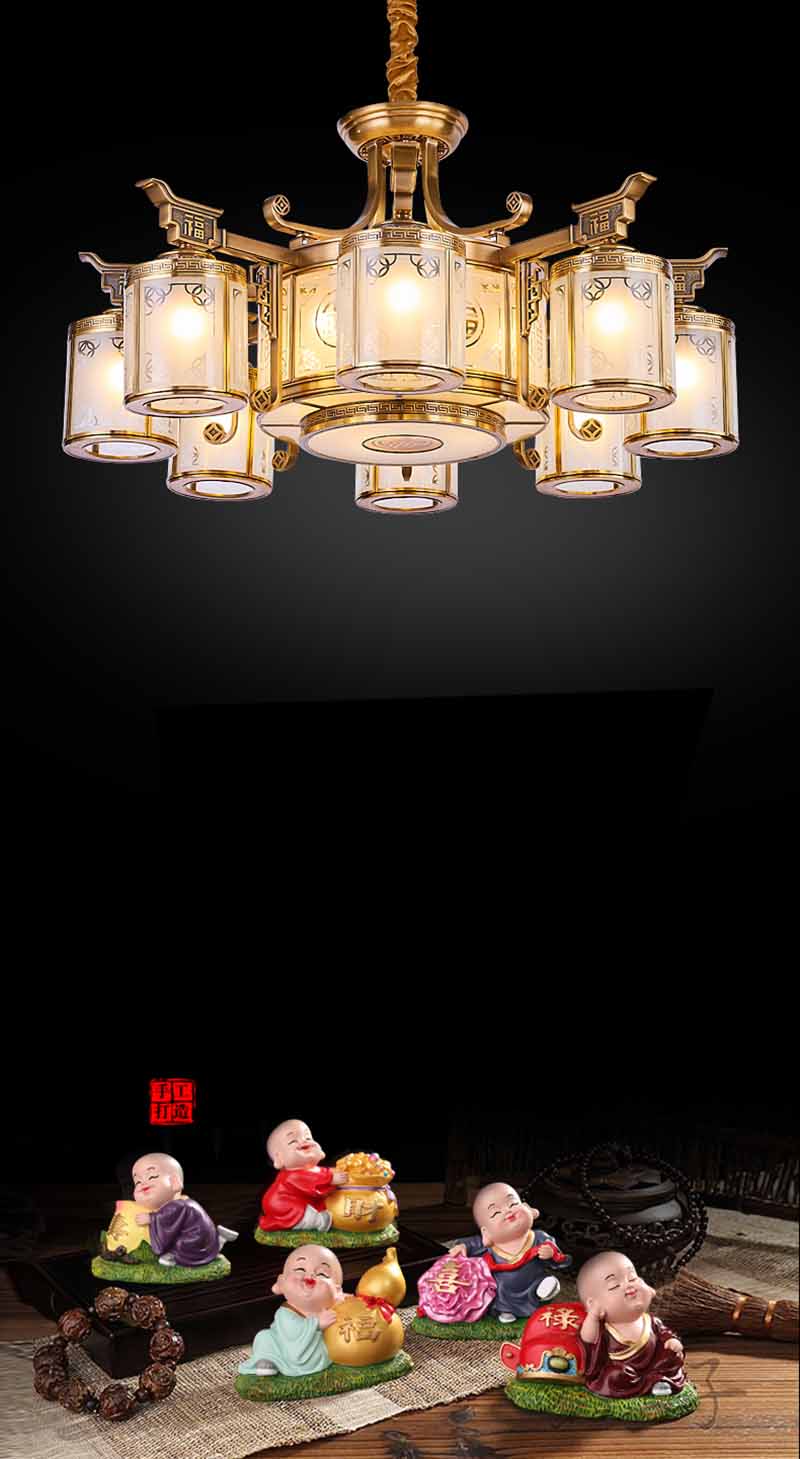 Đèn chùm thả bằng đồng thau phong cách Trung Hoa ZQ8554 16