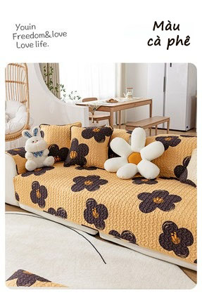 Drap bọc ghế sofa cotton hình hoa đơn giản YY0801 4