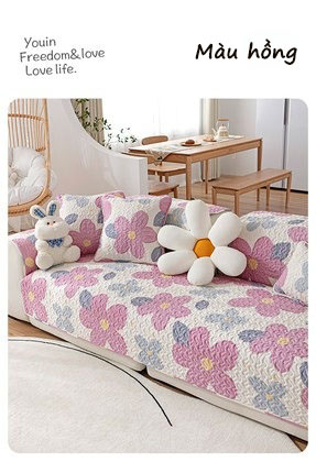 Drap bọc ghế sofa cotton hình hoa đơn giản YY0801 5