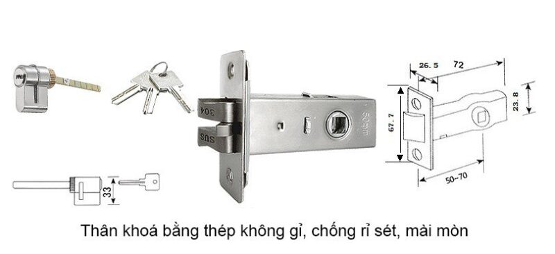 Khoá cửa phòng tắm hiện đại bằng inox FG-512 5