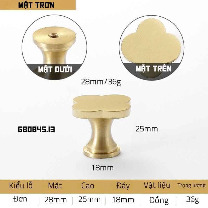 Núm tay nắm tủ cỏ bốn lá đồng khảm trai GS0845 31