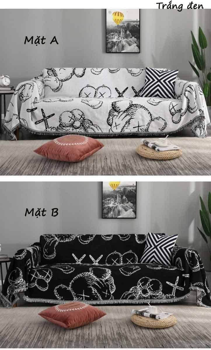 Tấm phủ ghế sofa cotton hiện đại hình Kaws YY1501 15