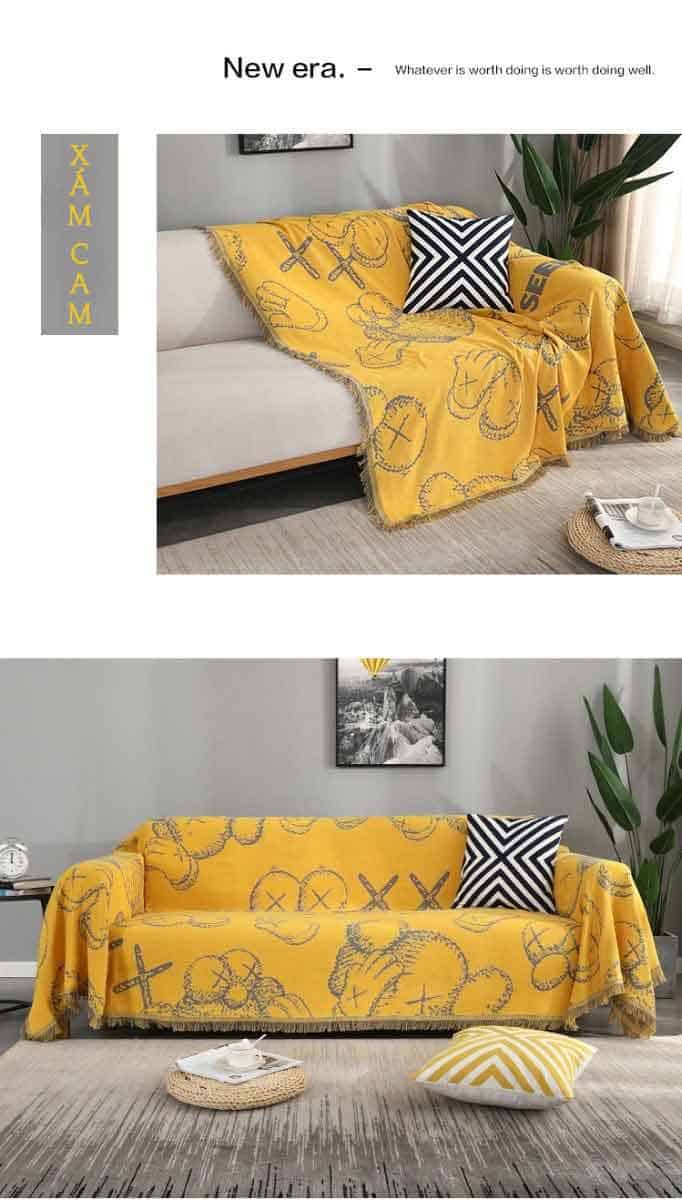 Tấm phủ ghế sofa cotton hiện đại hình Kaws YY1501 13