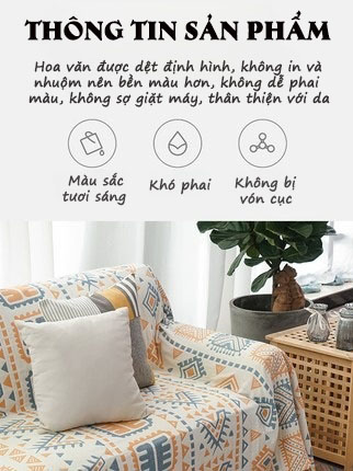 Tấm phủ ghế sofa cotton hoạ tiết thổ dân YY1401 16
