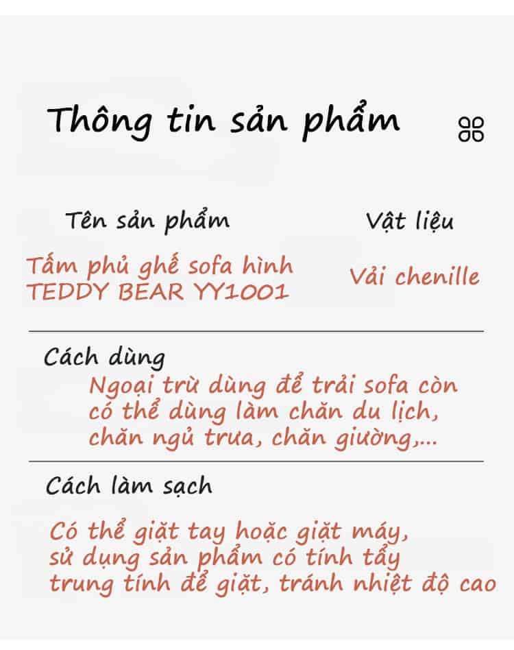 Tấm phủ ghế sofa hình TEDDY BEAR YY1001 7