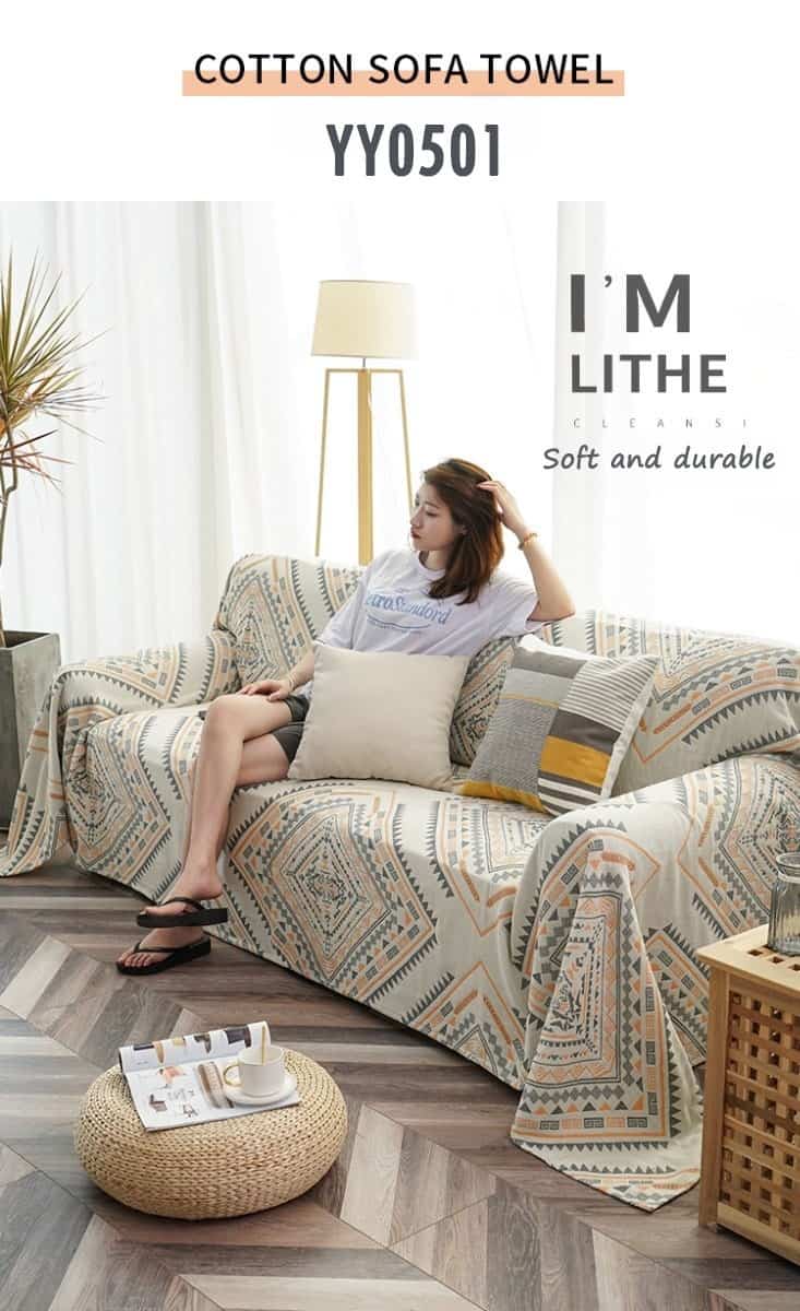 Tấm phủ ghế sofa hoạ tiết hình thoi YY0501 4