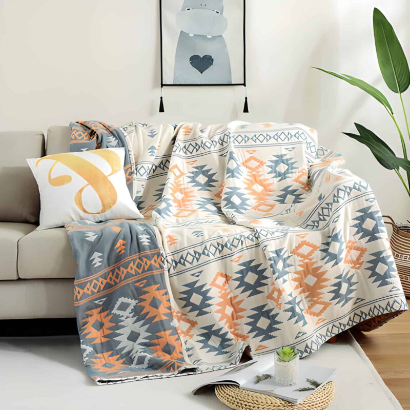Tấm phủ sofa cotton hình thoi cách điệu YY2001B 2