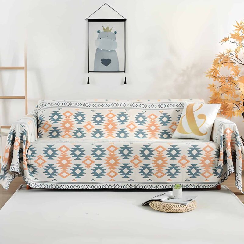 Tấm phủ sofa cotton hình thoi cách điệu YY2001B 1