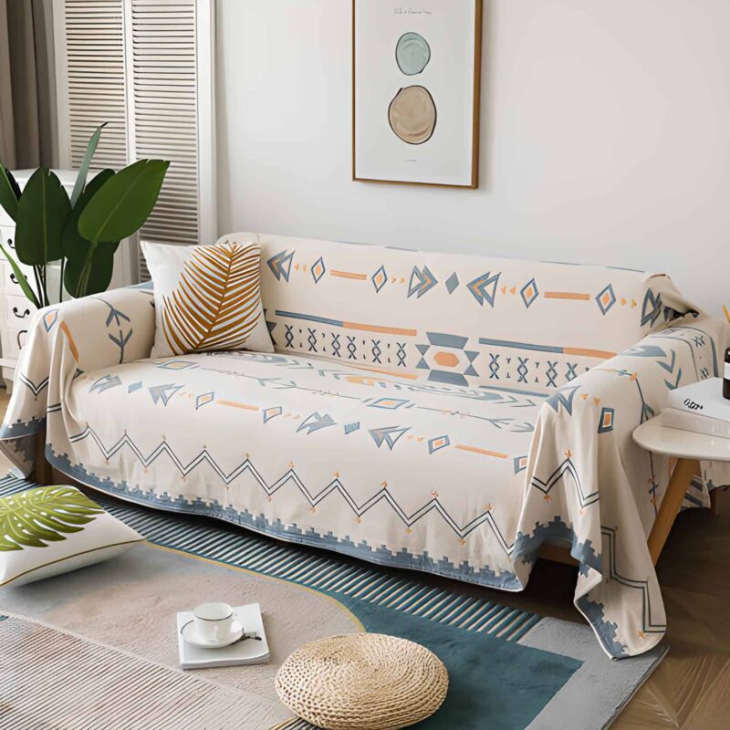 Tấm phủ sofa cotton hoạ tiết cách điệu YY2001A 1