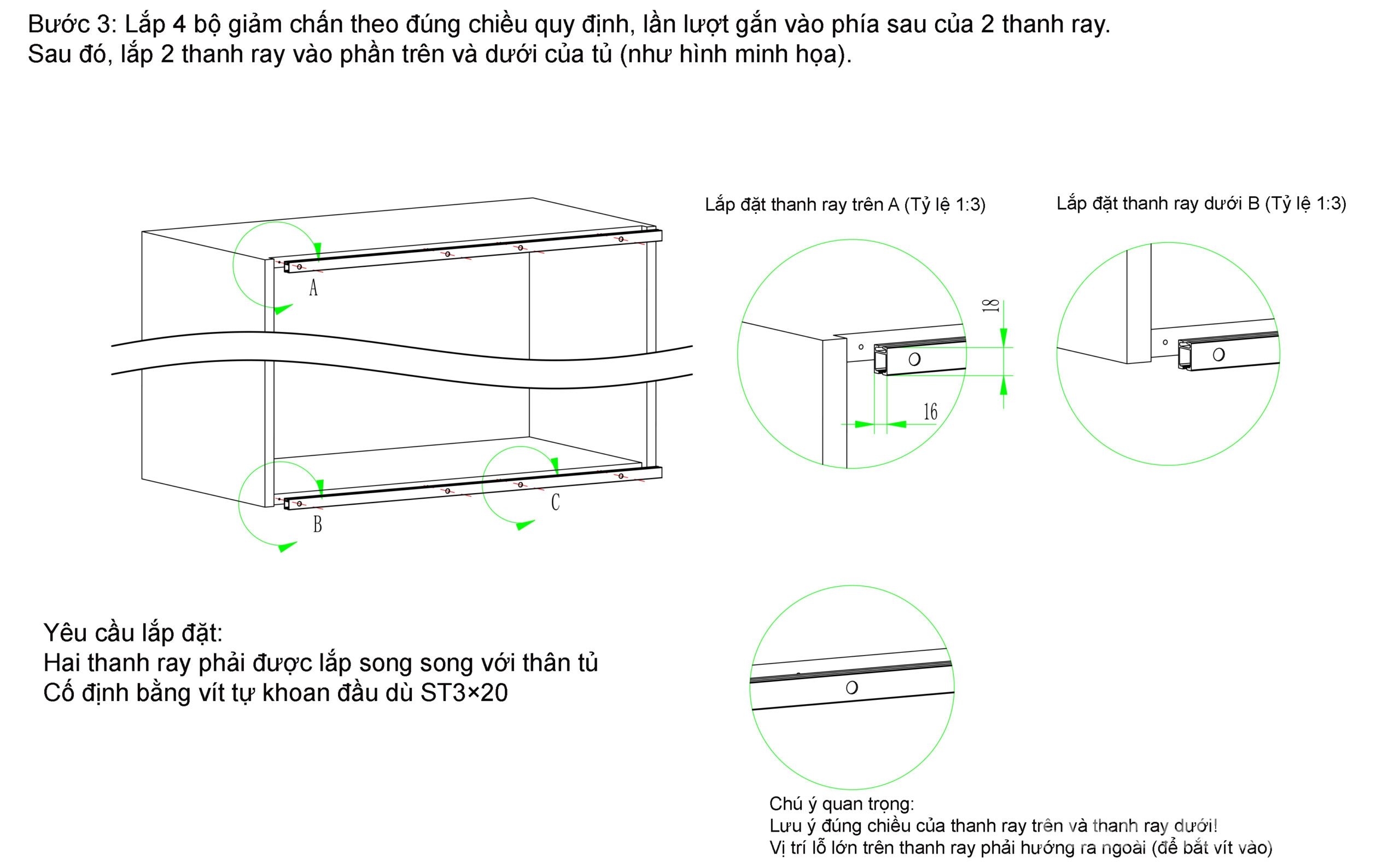 Bộ ray trượt cửa lùa trùm ngoài giảm chấn hai đầu BTC-YG209 12 Bộ ray trượt cửa lùa trùm ngoài giảm chấn hai đầu BTC-YG209 3