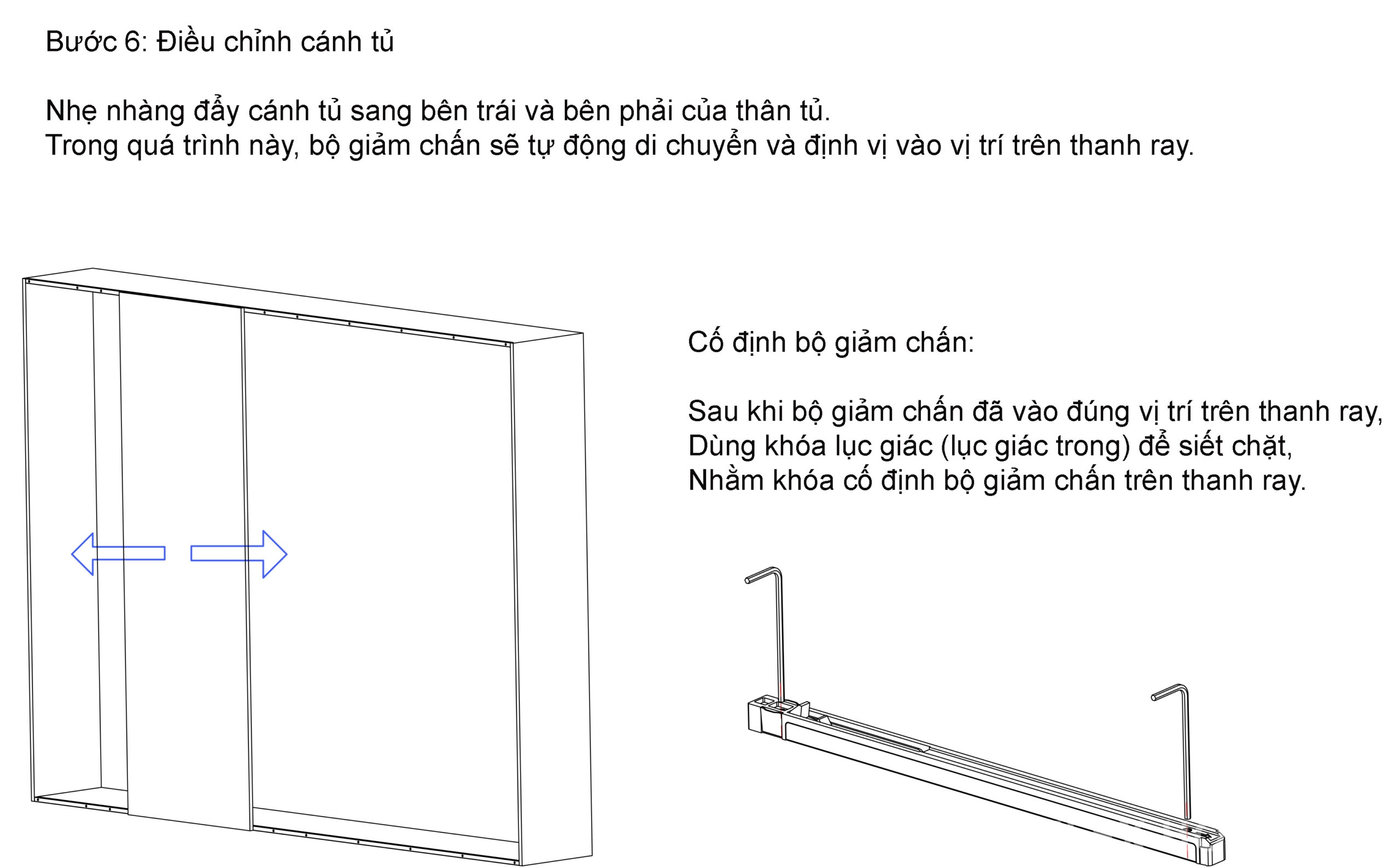 Bộ ray trượt cửa lùa trùm ngoài giảm chấn hai đầu BTC-YG209 15 Bộ ray trượt cửa lùa trùm ngoài giảm chấn hai đầu BTC-YG209 6
