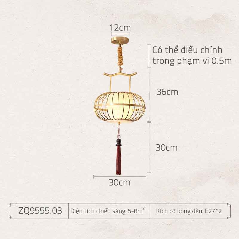 Đèn thả trần bằng đồng phong cách Trung Hoa ZQ9555 19