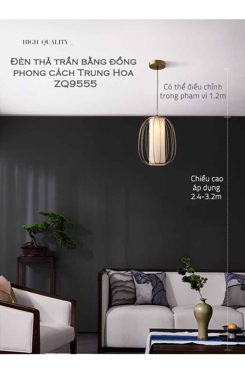 Đèn thả trần bằng đồng phong cách Trung Hoa ZQ9555 12